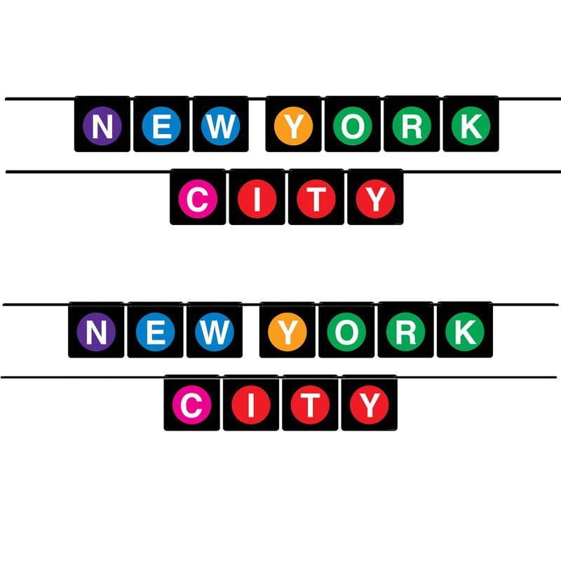 Beistle 53650 Hanging Banners 2 Piece New York City Party Decorations, 5"" x 6', Black/Purple/Blue/Yellow/Green/Pink/Red - Image 1